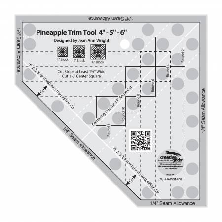 Pineapple Trim Tool for 4", 5" and 6" Blocks (Mini Ruler)